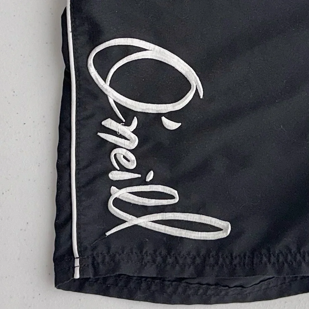 O'Neill Kids Black Board Shorts White‎ Script Logo Size 7 Swim Trunks